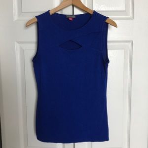 Blue Cutout Front Shell Blouse